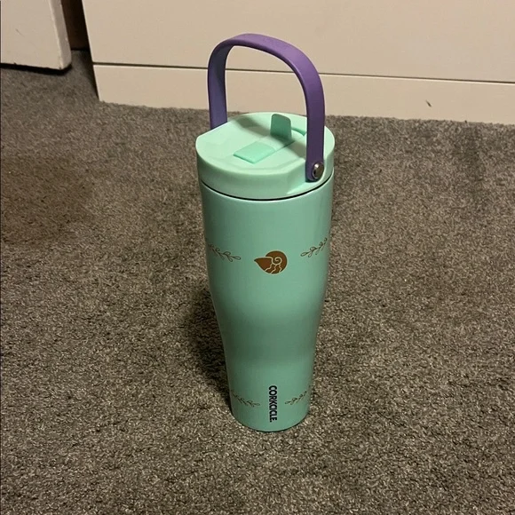 Corkcicle cruiser Go cup XL Ariel Themed Travel Mug with Purple Handle - Picture 2 of 5